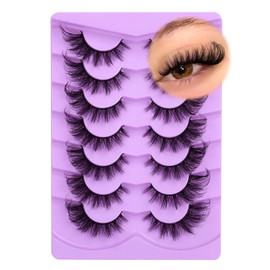 ALICE Fox Eye Lashes Fluffy Manga False Eyelashes 3D Wispy Cat Eye Lashes Wispy Anime Eyelashes Spiky Cosplay Fake Eye Lashes Pack 7 Pairs