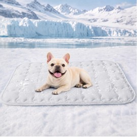 Luciphia Premium Dog Cooling Mat Non-Slip Q-MAX>0.5 Self-Cooling Pad for Small Pet Cat Indoor Portable Kennel Puppy Bed for Summer Crate Pad for Dog Washable Light Grey 20x30 inches