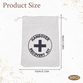 NICENEEDED 30 Pack Bachelorette Hangover Kit Bags Cotton, 7" x 5" Bridal Shower Pouches with Drawstring, Cross Gift Bag Wedding Supplies for Bridesmaid Gift