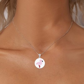 Flamingo Necklace Gifts, Pink Flamingo Bird Pendant Animal Necklace Gifts for Daughter Women