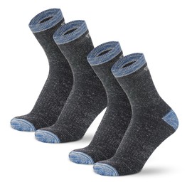 Merino.tech Merino Wool Socks for Men Women - Hiking Merino Wool Quarter Socks Thermal Warm Midweight (Navy Cobalt Pack of 2, 4-8)