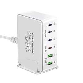 PD Charger, USB Charger, Total 140 W, Type-c Rapid Charger, Supports PD 3.0, PPS, QC4+, 6 Devices Simultaneously, 100 W Single Ports, USB-C x 4 & USB-A*2 Smartphones, PSE Certified, Compatible with