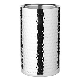 EDZARD Flaschenkühler Weinkühler Nebraska, Edelstahl gehämmert, Handarbeit, doppelwandig, für Wein, Sekt, Champagner, Wasser, Höhe 20 cm, Durchmesser 12 cm