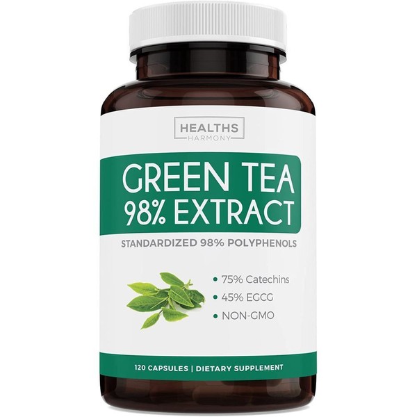 Healths Harmony Green Tea 98% Extract with EGCG - 120 Capsules (Non-GMO) for Nat