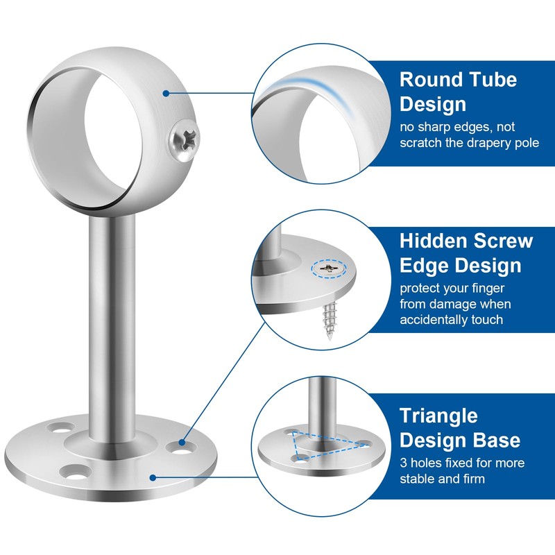 TOKPLNU Ceiling Curtain Rod Bracket, Heavy Duty Curtain Rod Holder