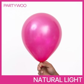 PartyWoo Pearl Hot Pink Balloons 140pcs Different Sizes of 18 12 10 5 Inch Magenta Fuchsia Dark Pink Balloon Arch Kit Garland for Bridal Baby Shower Princess Birthday 1950s Party Decorations Pink-Z38