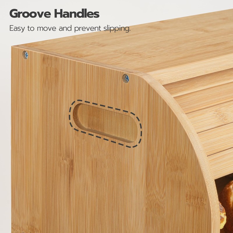 HOOBRO Bread Box, Bamboo Bread Box for Kitchen Countertop, 2