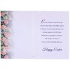 Designer Greetings Pink Flowers in White Vase Inside Purple Foil