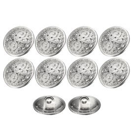 HARFINGTON 10pcs 24L Metal Round Hollow Sewing Buttons 15mm 5/8" Zinc Alloy Clothes Craft Replacement Button for Men Women Coat Uniform Shirt Suit, Silver Tone