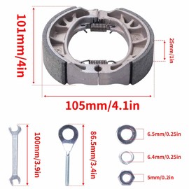 CIOM Brake PAD Shoe and 15mm Chain Adjuster Tensioner for 6.5 Hp 196cc MB165 MB200 BT200X CT200U Motorsports Mini Bike CRF70 TaoTao GY6 49cc 50cc Scooter Moped ATV