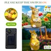 KOOY Easter Bunny Figurines Solar Garden Statues Yellow Rabbit Statue