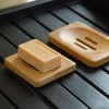 SUMAJU 4 Pcs Wooden Soap Holders Bathroom Soap Dish Natural