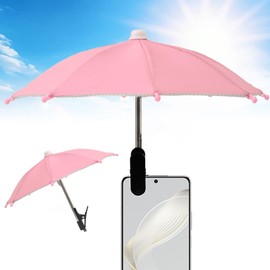 Leeneen Mini Umbrella Sun Protection Anti-Glare Universal Fit All Smartphones (Pink)
