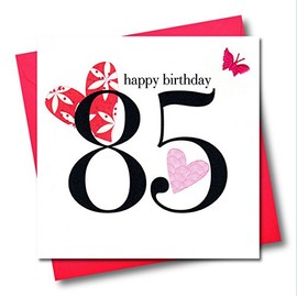 Claire Giles Hearts and Stars Happy 85th Birthday Card - Pink