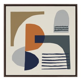Kate and Laurel Sylvie Abstract Mid Century Framed Canvas Wall Art by Rachel Lee of My Dream Wall, 30x30 Natural, Ecelectic Abstract Art Wall Décor