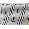Marine Anchor Stripe Print Fabric - Curtain Upholstery Material -