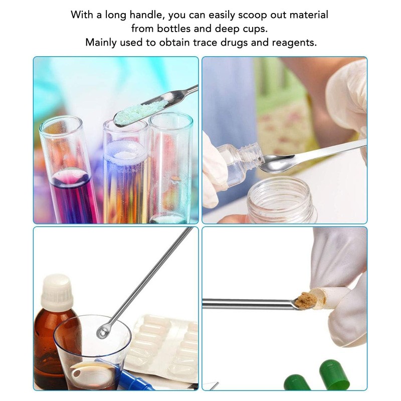12Pcs Laboratory Spatula Stainless Steel Reagent Scoop Spoon Tool Set