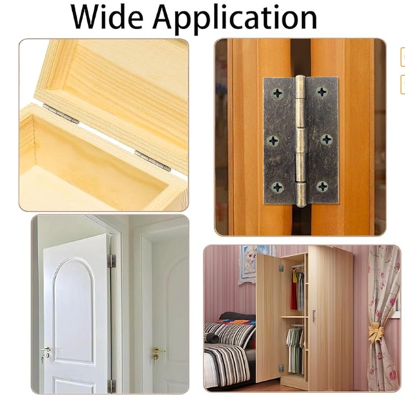 Adyoney 10 Pcs 2.5 Inch Antique Bronze Door Hinge Cabinet
