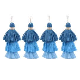 Konmay Bulk 20pcs Tri-Layered Tassels with Hanging Loop for Jewelry Making, Clothing