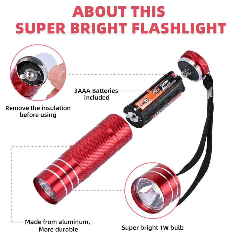 yikosam 30-Pack Super Bright Mini Flashlight, 1W Aluminum Flashlights Bulk