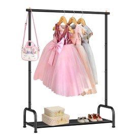 SLEEPING LAMB Kids Clothing Rack, Small Baby Clothes Rack with Bottom Storage Shelf, Toddler Clothes Hanger Rack with Bottom Storage Clothing Racks for hanging Clothes, Black