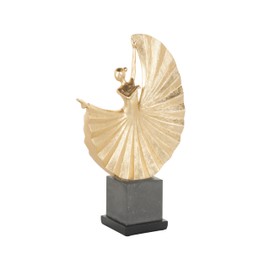 Deco 79 Polystone Dancer Decorative Sculpture Ballet Home Decor Statue with Elevated Black Base, Accent Figurine 11" x 4" x 17", Gold