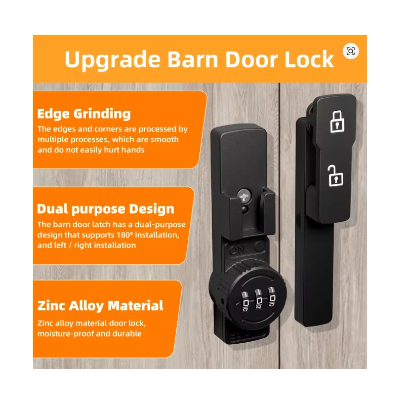 Toolzia Sliding Barn Door Lock - 3-Digit Combination Deadbolt
