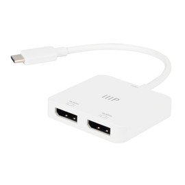 Monoprice USB-C to Dual 4K DisplayPort Adapter (Dual 4K@60Hz) HDR, Supports MST, SST, and Mirror Modes, Portable, Compatible with Thunderbolt 3 Devices with Windows and MacOS,White
