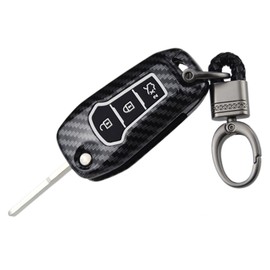 2-Layers Hybrid Combo Carbon Key Fob Cover for Ford F150 F250 F350 F450 F550 Explorer Ranger Escape