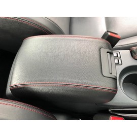 RedlineGoods armrest Cover - Extended Compatible with Subaru WRX/STI 2015-21. Tailor Made - not Universal! Genuine top-Grade Italian Black Leather with Black Thread