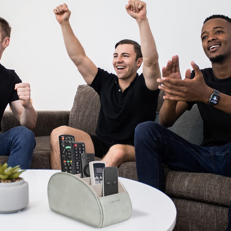 molshine Remote Control Holder with 5 Compartments, PU Leather Remote