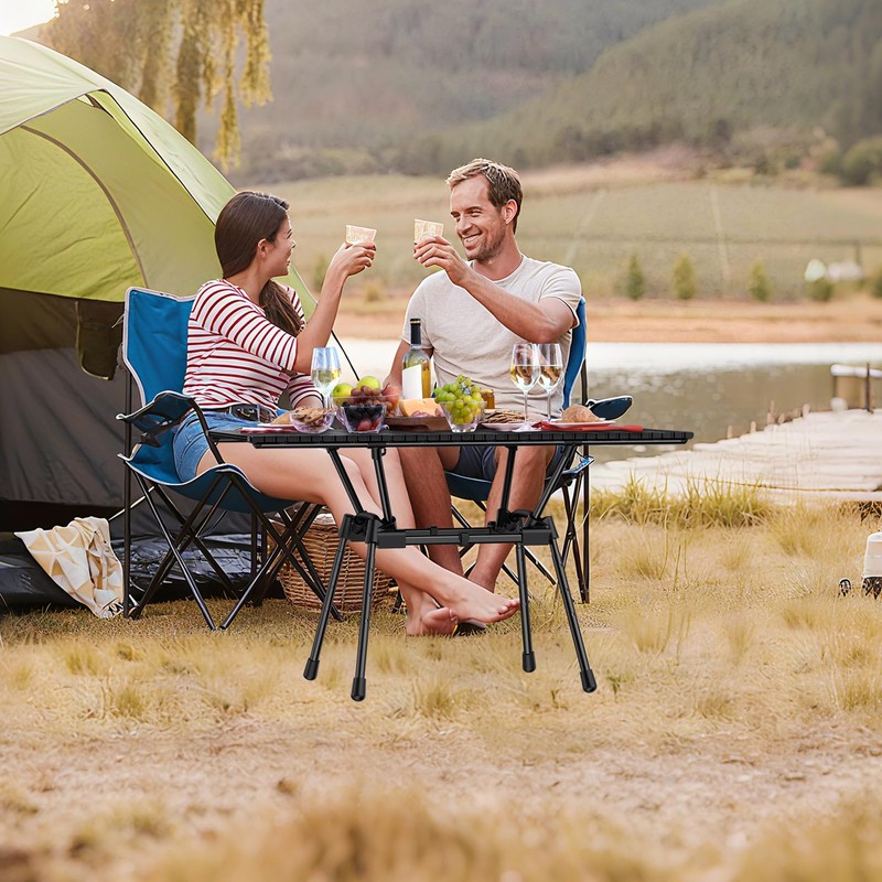 GARLLEN Folding Camping Table 176LBS Capacity, 4 Adjustable Height Roll-up