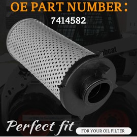 7414582 Hydraulic Oil Filter 2 O-Rings Compatible with Bobcat Skid-Steer Loader A770 S630 S650 S740 S750 S770 S850 T630 T650 T740 T750 T770 T870 Engine 7414581