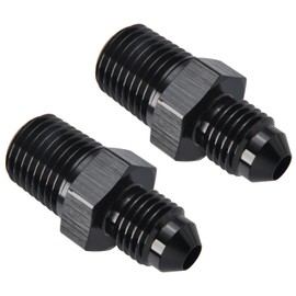 Podavelle 3AN Male Flare to 1/4 NPT Pipe Fitting Adapter Union Connector Straight Aluminum Black, Pack of 2