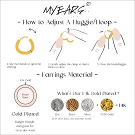 MYEARS Women Gold Padlock Earrings Huggie Hoop Cubic Zirconia 14K Gold Plated Small Simple Hypoallergenic Everyday Jewelry