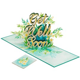 POPWOW Get Well Soon Pop Up Card, Blossoming Field, Flowers, 3D Greeting Cards, Gifts for Mom, Mother in Law, Wife, Girlfriend, 5x7 - Includes Envelope And Message Note