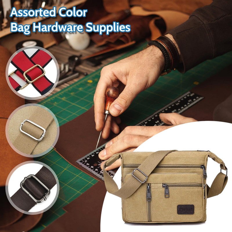 DSUWAZU 60 Pieces Metal Adjustable Slide Buckles,Metal Triglide Slides Rectangle,