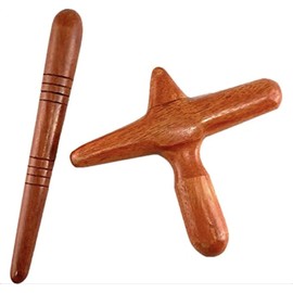 INTHANON Wooden Cross Acupressure Press + 2 Types of Acupressure Rod, Massage Rod, Foot Massage, Reflexology