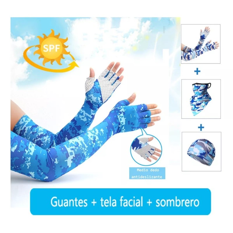 Mack222 3pz Bufanda Bandana + Mangas + Gorra, Protección Uv,