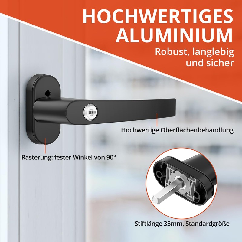 GETLITOOL Lockable Window Handles, 2-Piece Aluminium Window Lock with Keys,