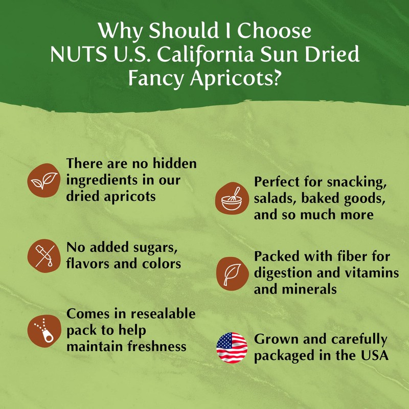 NUTS U.S. - California Sun Dried Fancy Apricots | Juicy