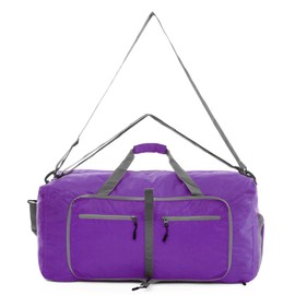 Dimayar Travel Duffle Bag for Men Women - Foldable Duffel Bag with Shoes Compartment - Overnight Bags Waterproof & Tear Resistant(85L,Purple)