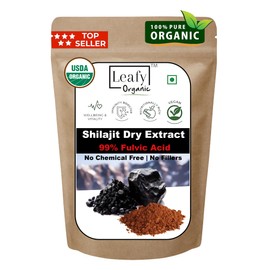 USDA Organic - Shilajit Powder Extract, (3.5 Oz / 100 g) - 99% Fulvic Acid - Full Spectrum Extract | 100% Pure Organic Shilajit - No Fillers | Rich in Fulvic Acid and Trace Minerals by Leafy Organic