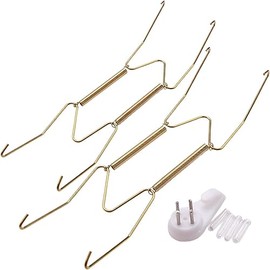 2 Pieces Invisible Steel Wall Plate Hangers Decorative Tin Hangers in Various Sizes with Medium Size Non-marking Nails (8/10") + a Set of 4 Clear Protective Covers