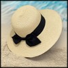 White Fang CZA129 Women's Straw Hat, Large Brim, UV Protection,