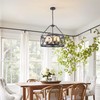PNOUKF 4-Light Farmhouse Chandelier, Industrial Drum Pendant Light, Adjustable Height