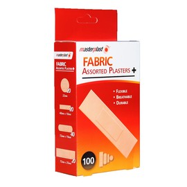 MasterPlast Fabric Assorted Plasters Box 100 - Flexible, Breathable & Durable