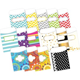Barker Creek Peel & Stick Library Pockets, Curated Collection, 15 Designs, Great for Holding Library, Index, and Flash Cards, Hall Passes, Recipes, and More! 3-1/2" x 5-1/8", 150 per Set (3533)