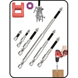 High Magnetic Screwdriver Drill Bit Set - Magnetic Screwdriver Bits - #2 Impact Phillips Bits (1"-6" Long), S2 Steel Magnetic Drill Bits, Anti-Slip Hex Shank for Drills