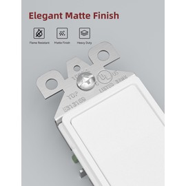 Aida 3 Way Switch, Three Way Decorative Light Switch 15Amp, 120/277 Volt Paddle Switch, 3 Way Rocker Switch, Self-Grounding, Residential and Commercial Grade, UL Listed (10 Pack,Matte White)